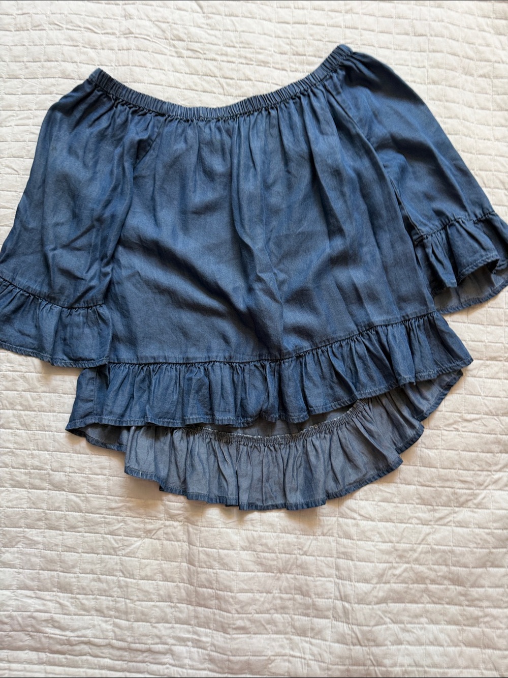 Jane and Delancey Indigo Blue Ruffled High-Low Skirt